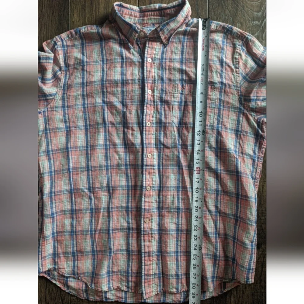 Southern Tide Mens Classic Fit XL Orange & Blue Plaid Button Down Long Sleeve. - Picture 7 of 12